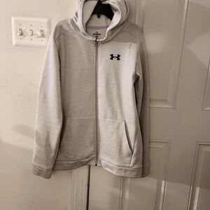 Youth Under Armour Fleece Full-Zip Gray Hoodie